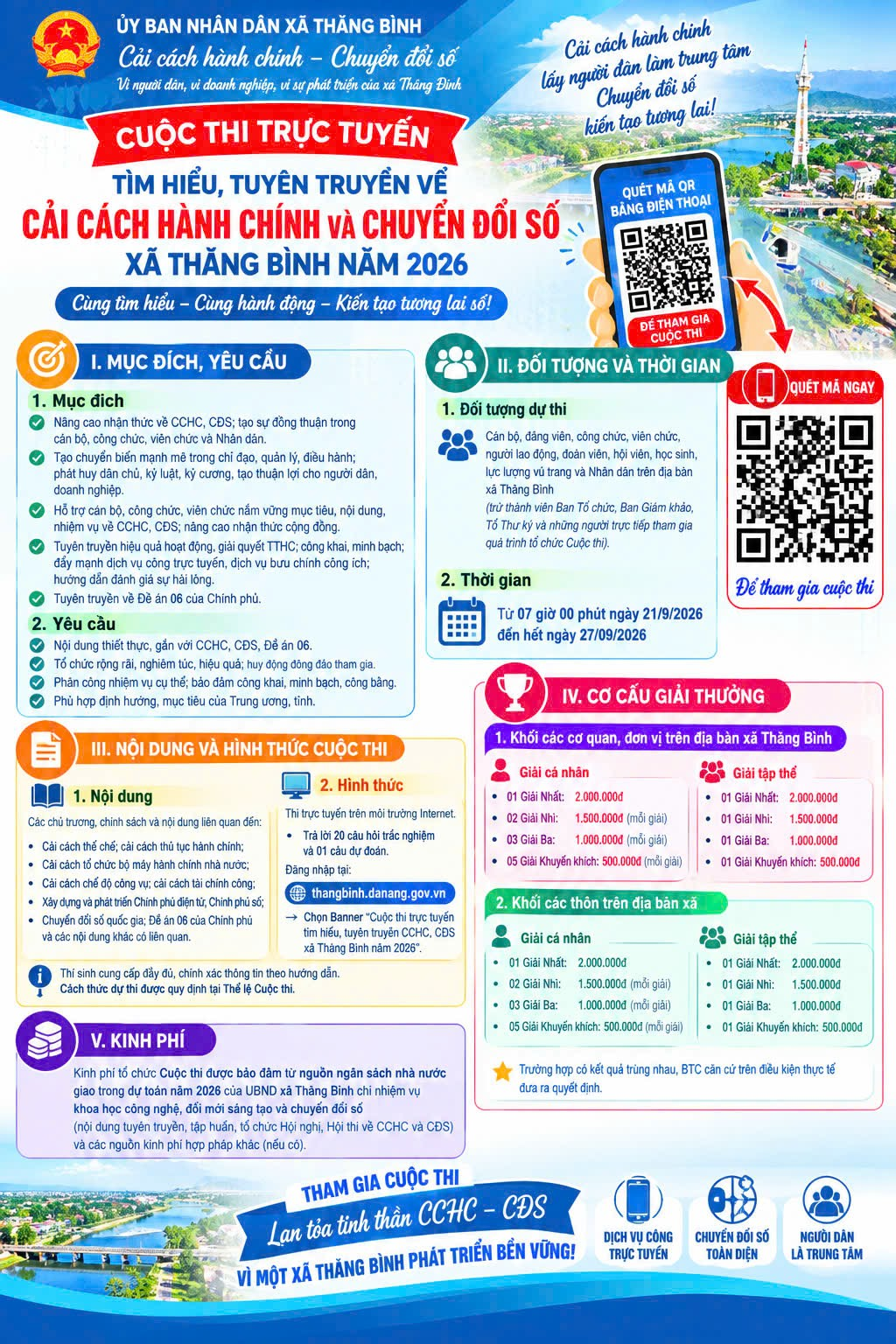 Thăng Bình tổ chức Cuộc thi trực tuyến tìm hiểu, tuyên truyền về cải cách hành chính và chuyển đổi số năm 2026